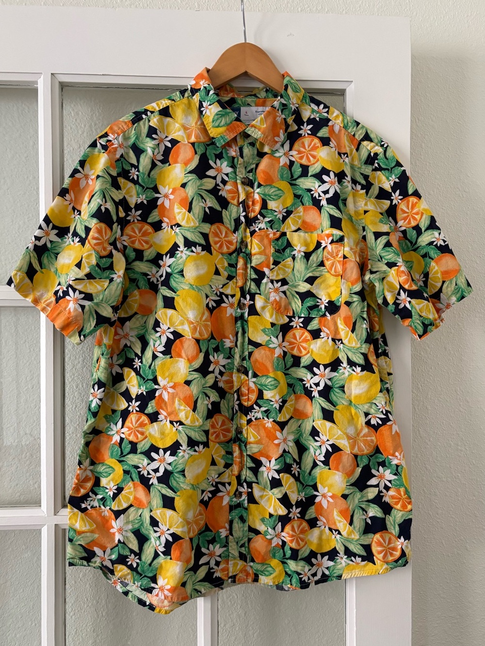 Old Navy Short-Sleeve Button-Down with Orange & Yellow Citrus Print